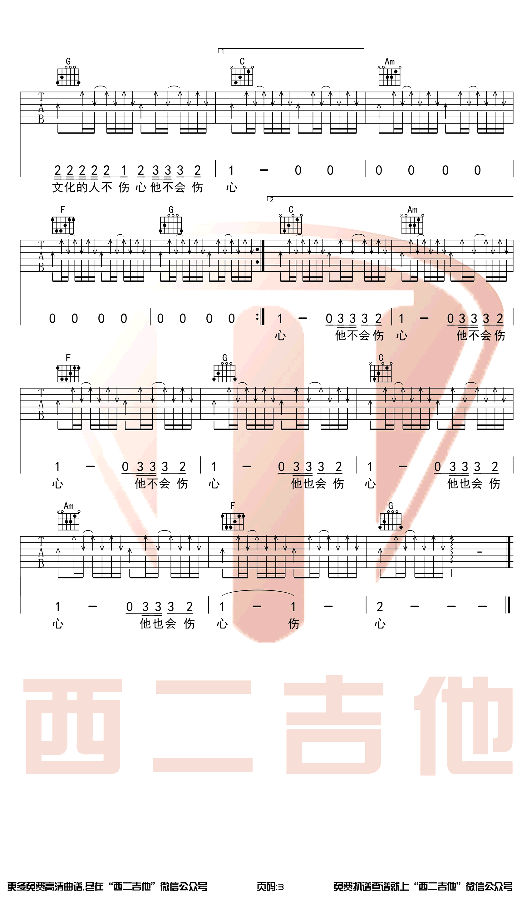 新褲子樂(lè)隊(duì)《沒(méi)有理想的人不傷心》吉他譜C調(diào)3 新褲子樂(lè)隊(duì)《沒(méi)有理想的人不傷心》吉他譜C調(diào)3