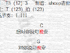 《晚安晚安》吉他譜_小三金_C調(diào)簡單彈唱譜